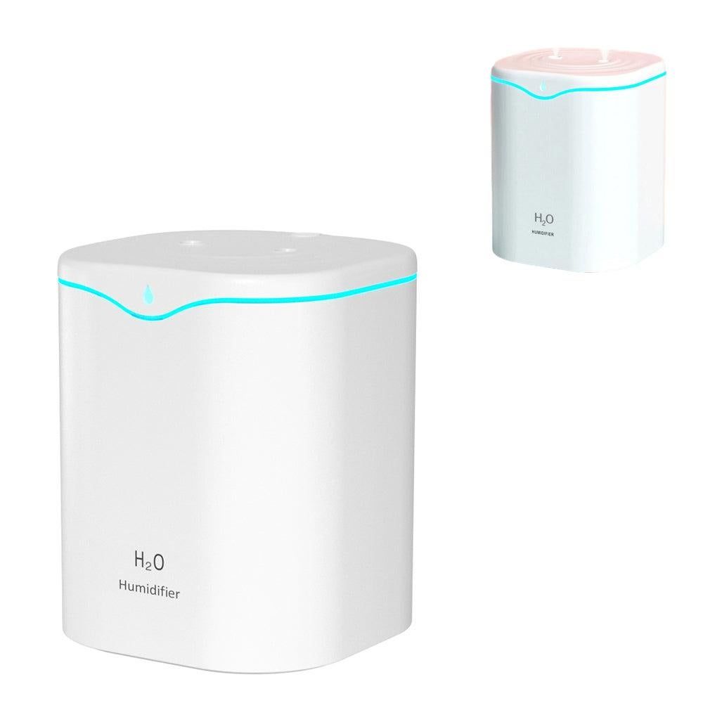 2L USB Double Spray Humidifiers with Colorful Light Cool Mist Ultrasonic Steam Air Humidifier White V1263-JX-7203-1
