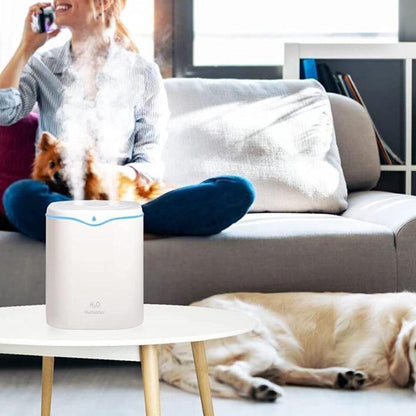 2L USB Double Spray Humidifiers with Colorful Light Cool Mist Ultrasonic Steam Air Humidifier White V1263-JX-7203-1