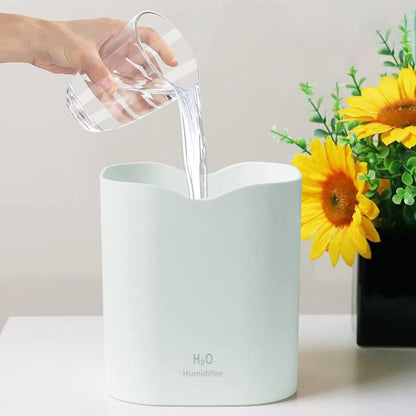 2L USB Double Spray Humidifiers with Colorful Light Cool Mist Ultrasonic Steam Air Humidifier White V1263-JX-7203-1