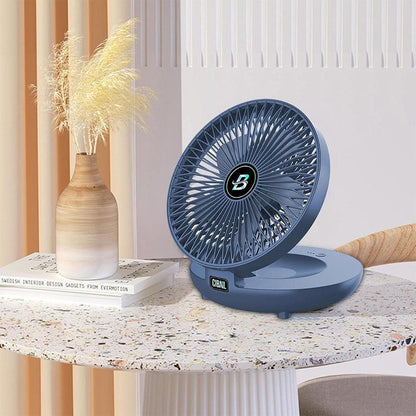 3-Speed Adjustable Air Circulator Fan Foldable Wall Hanging Fan Rechargeable Desktop Cooling Fan Blue V1263-JX-7205-1