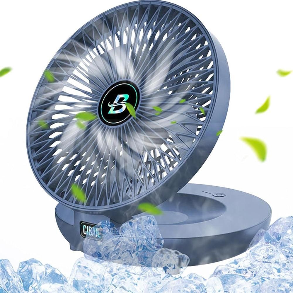 3-Speed Adjustable Air Circulator Fan Foldable Wall Hanging Fan Rechargeable Desktop Cooling Fan Blue V1263-JX-7205-1