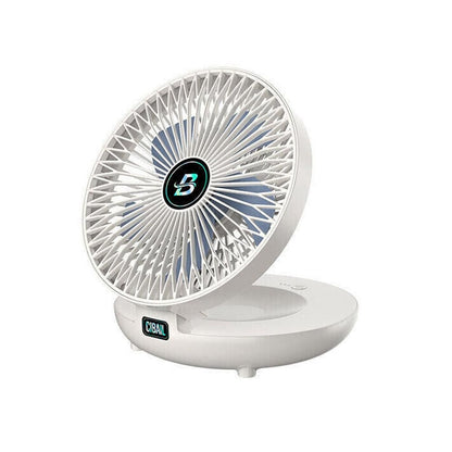 3-Speed Adjustable Air Circulator Fan Foldable Wall Hanging Fan Rechargeable Desktop Cooling Fan Blue V1263-JX-7205-1