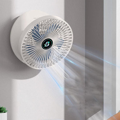 3-Speed Adjustable Air Circulator Fan Foldable Wall Hanging Fan Rechargeable Desktop Cooling Fan White V1263-JX-7205-2