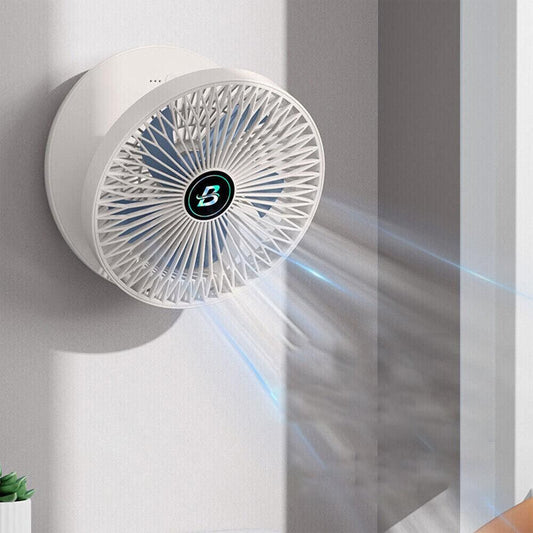 3-Speed Adjustable Air Circulator Fan Foldable Wall Hanging Fan Rechargeable Desktop Cooling Fan White V1263-JX-7205-2
