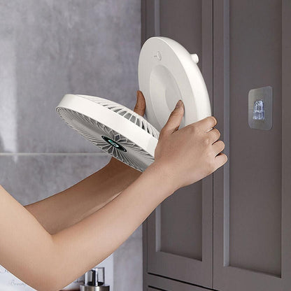3-Speed Adjustable Air Circulator Fan Foldable Wall Hanging Fan Rechargeable Desktop Cooling Fan White V1263-JX-7205-2