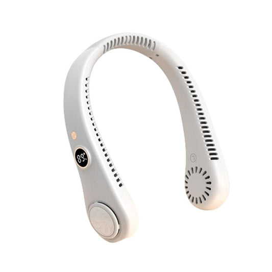 5-Speed Portable Bladeless Neck Fan with LED Display Rechargeable White V1263-JX-7206-1