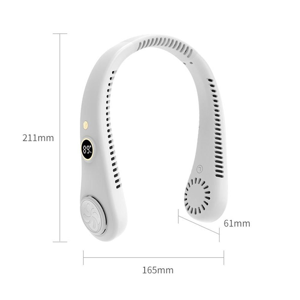 5-Speed Portable Bladeless Neck Fan with LED Display Rechargeable White V1263-JX-7206-1