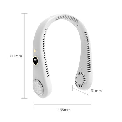 5-Speed Portable Bladeless Neck Fan with LED Display Rechargeable White V1263-JX-7206-1