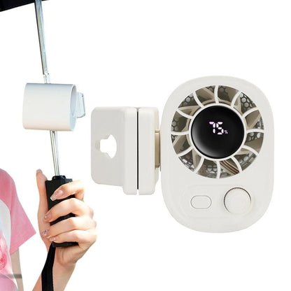 Car Clip-On Fan with LED Display - 100-Speed Adjustable Portable Fan for Camping & Umbrella Use V1263-JX-7209