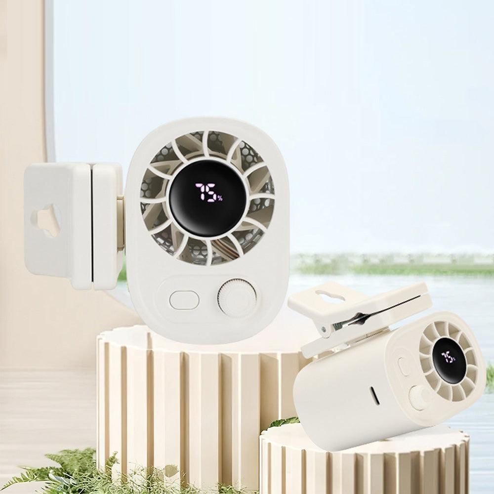 Car Clip-On Fan with LED Display - 100-Speed Adjustable Portable Fan for Camping & Umbrella Use V1263-JX-7209