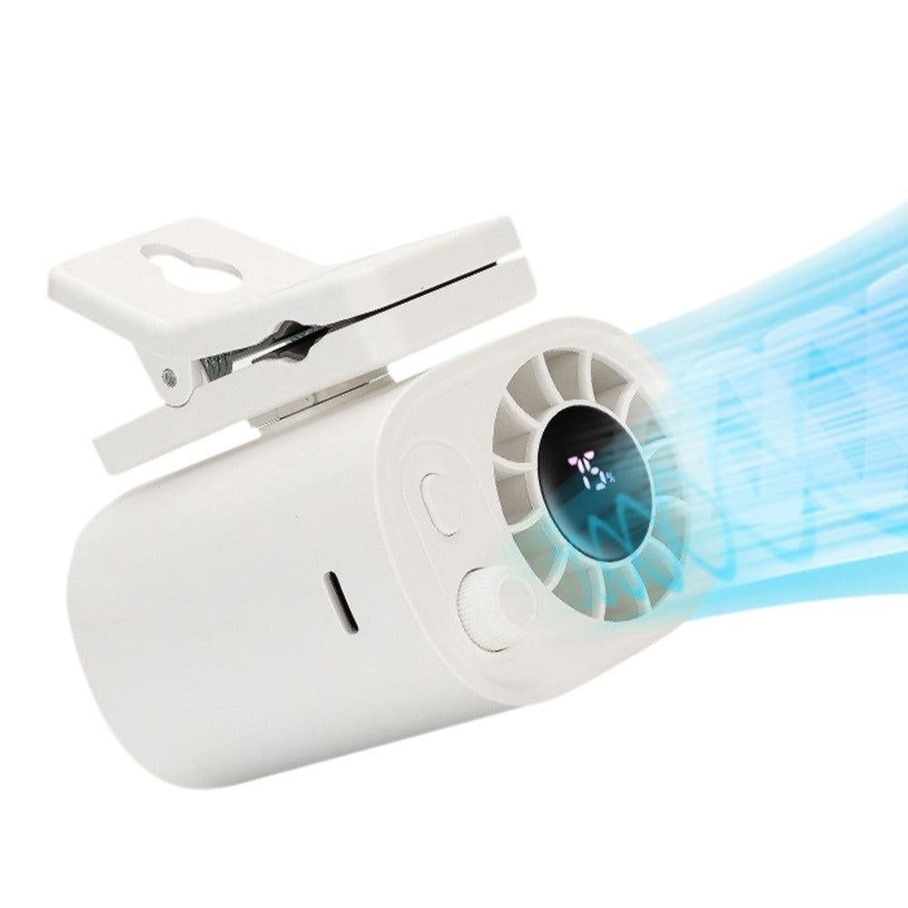 Car Clip-On Fan with LED Display - 100-Speed Adjustable Portable Fan for Camping & Umbrella Use V1263-JX-7209