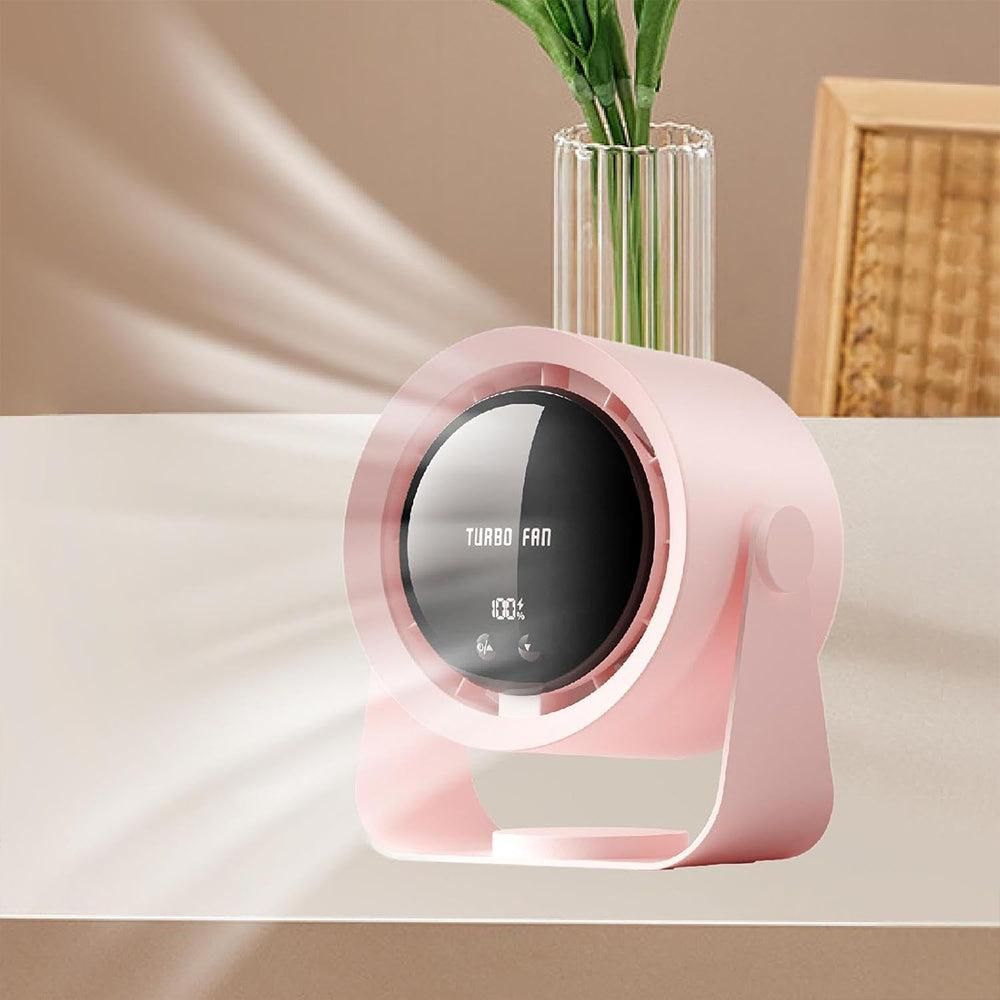 Digital Display Desk Fan Air Circulator Quiet Fan 100 Speeds Adjustable Table Fan for Camping Office Dorm Pink V1263-JX-7211-1