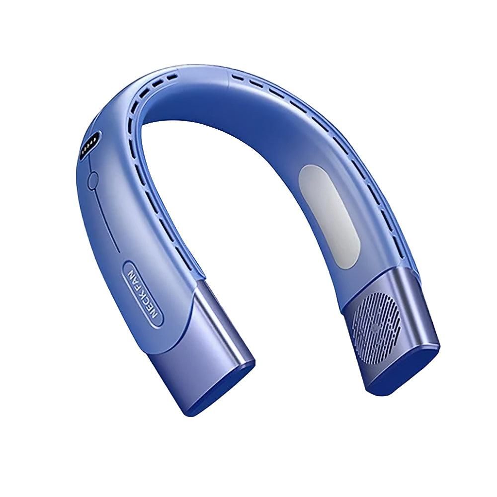 Hanging Neck Fan Wearable Bladeless Fan USB Rechargeable Cooling Fan with 5 Speed Adjustment Blue V1263-JX-7213-2