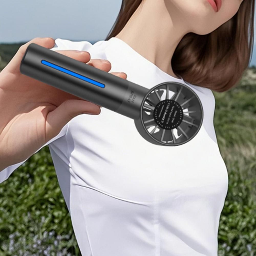 Portable High-Speed USB Mist Fan - Rechargeable Cooling Fan for Travel Office & Home Black V1263-JX-7215-1