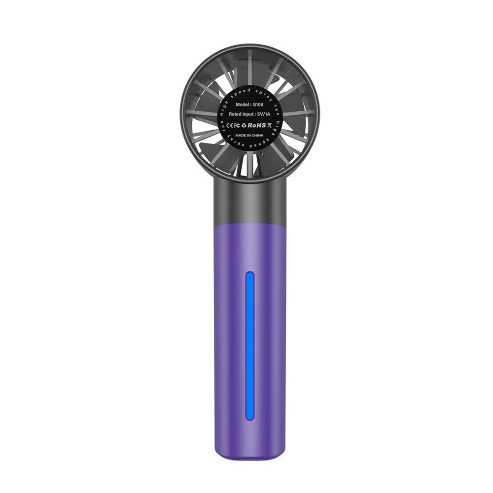 Portable High-Speed USB Mist Fan - Rechargeable Cooling Fan for Travel Office & Home Purple V1263-JX-7215-4