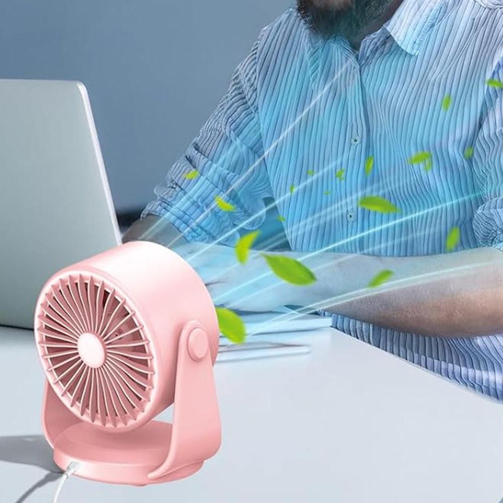 Quiet Table Fans Wall-Mounted Digital Display Rechargeable Fan for Home Office Kitchen Travel Camping Pink V1263-JX-7217-1