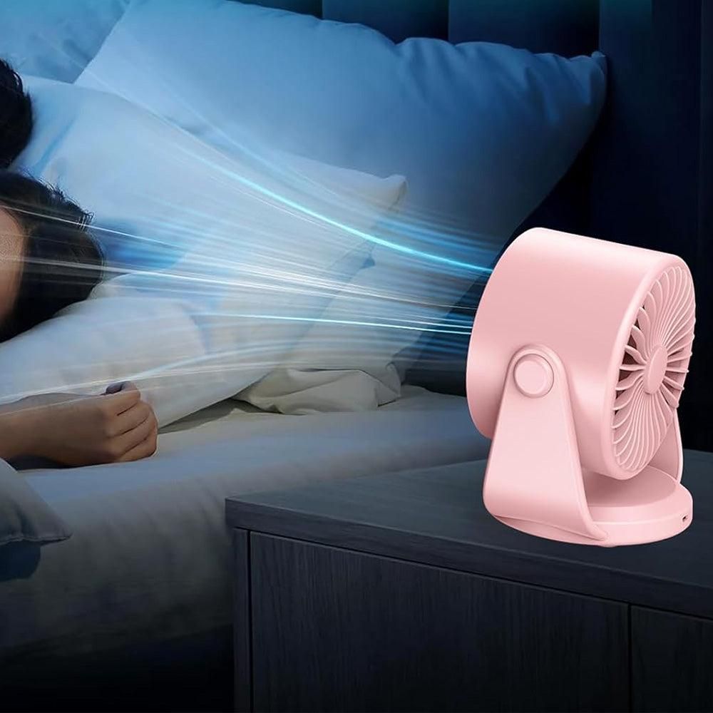 Quiet Table Fans Wall-Mounted Digital Display Rechargeable Fan for Home Office Kitchen Travel Camping Pink V1263-JX-7217-1