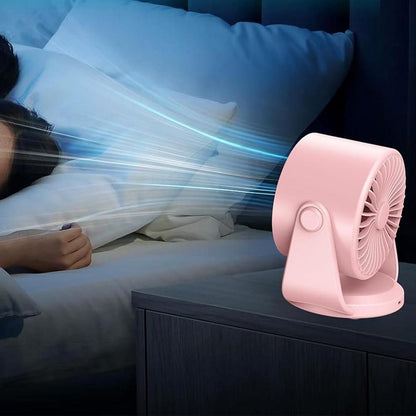 Quiet Table Fans Wall-Mounted Digital Display Rechargeable Fan for Home Office Kitchen Travel Camping Pink V1263-JX-7217-1