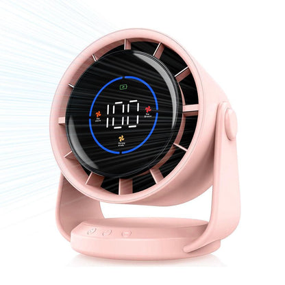Quiet Table Fans Wall-Mounted Digital Display Rechargeable Fan for Home Office Kitchen Travel Camping Pink V1263-JX-7217-1