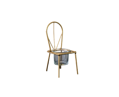 Tabletop Iron Chair Candlestick Potted Ornament Desktop Decoration Candle Holder- B V1263-JX-722