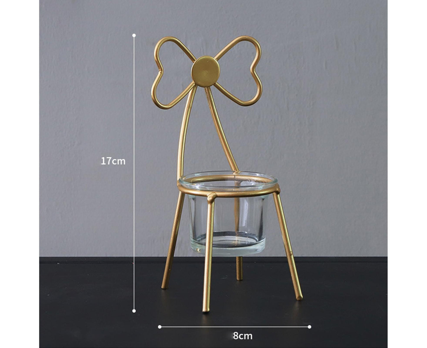 Tabletop Iron Chair Candlestick Potted Ornament Desktop Decoration Candle Holder- B V1263-JX-722