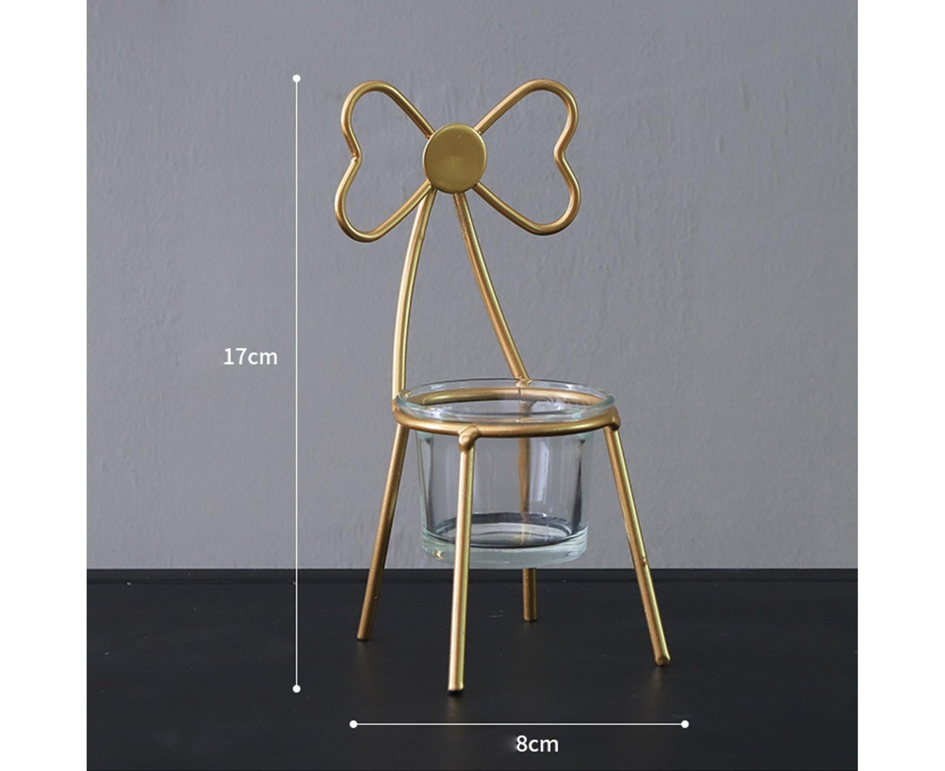 Tabletop Iron Chair Candlestick Potted Ornament Desktop Decoration Candle Holder- B V1263-JX-722