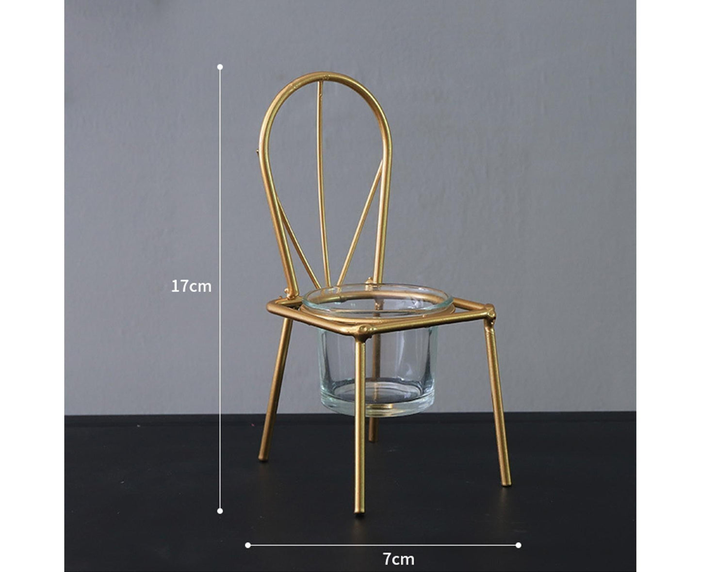 Tabletop Iron Chair Candlestick Potted Ornament Desktop Decoration Candle Holder- B V1263-JX-722