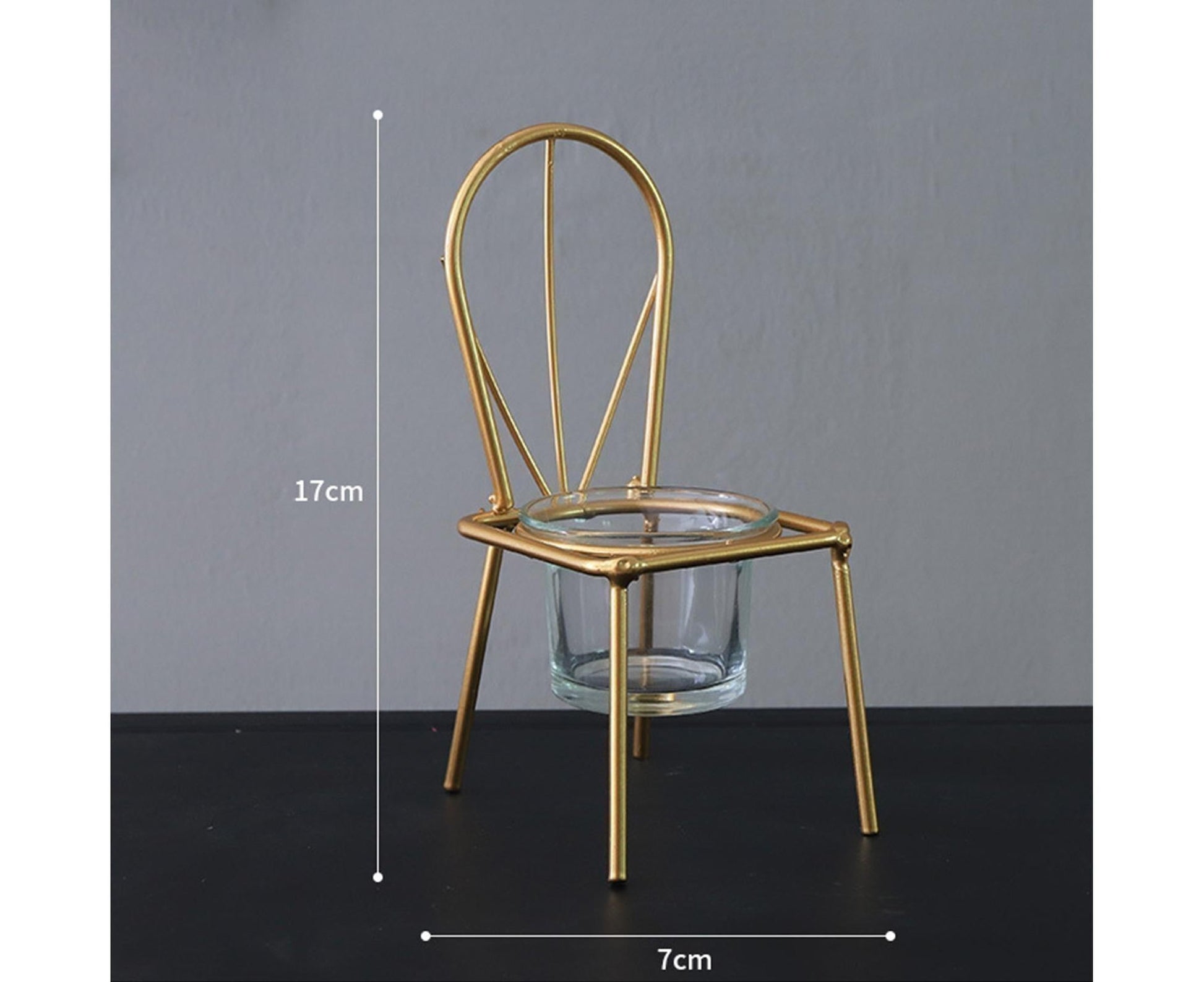 Tabletop Iron Chair Candlestick Potted Ornament Desktop Decoration Candle Holder- B V1263-JX-722