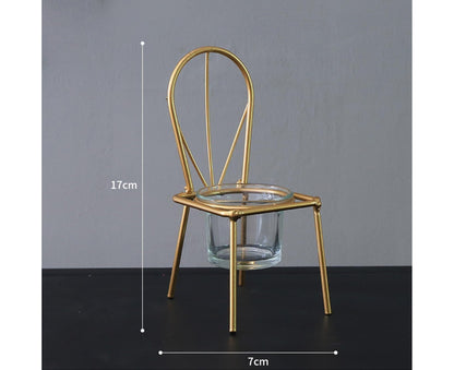 Tabletop Iron Chair Candlestick Potted Ornament Desktop Decoration Candle Holder- B V1263-JX-722