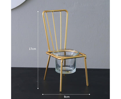 Tabletop Iron Chair Candlestick Potted Ornament Desktop Decoration Candle Holder- B V1263-JX-722