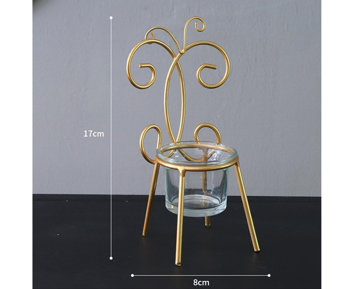 Tabletop Iron Chair Candlestick Potted Ornament Desktop Decoration Candle Holder- B V1263-JX-722