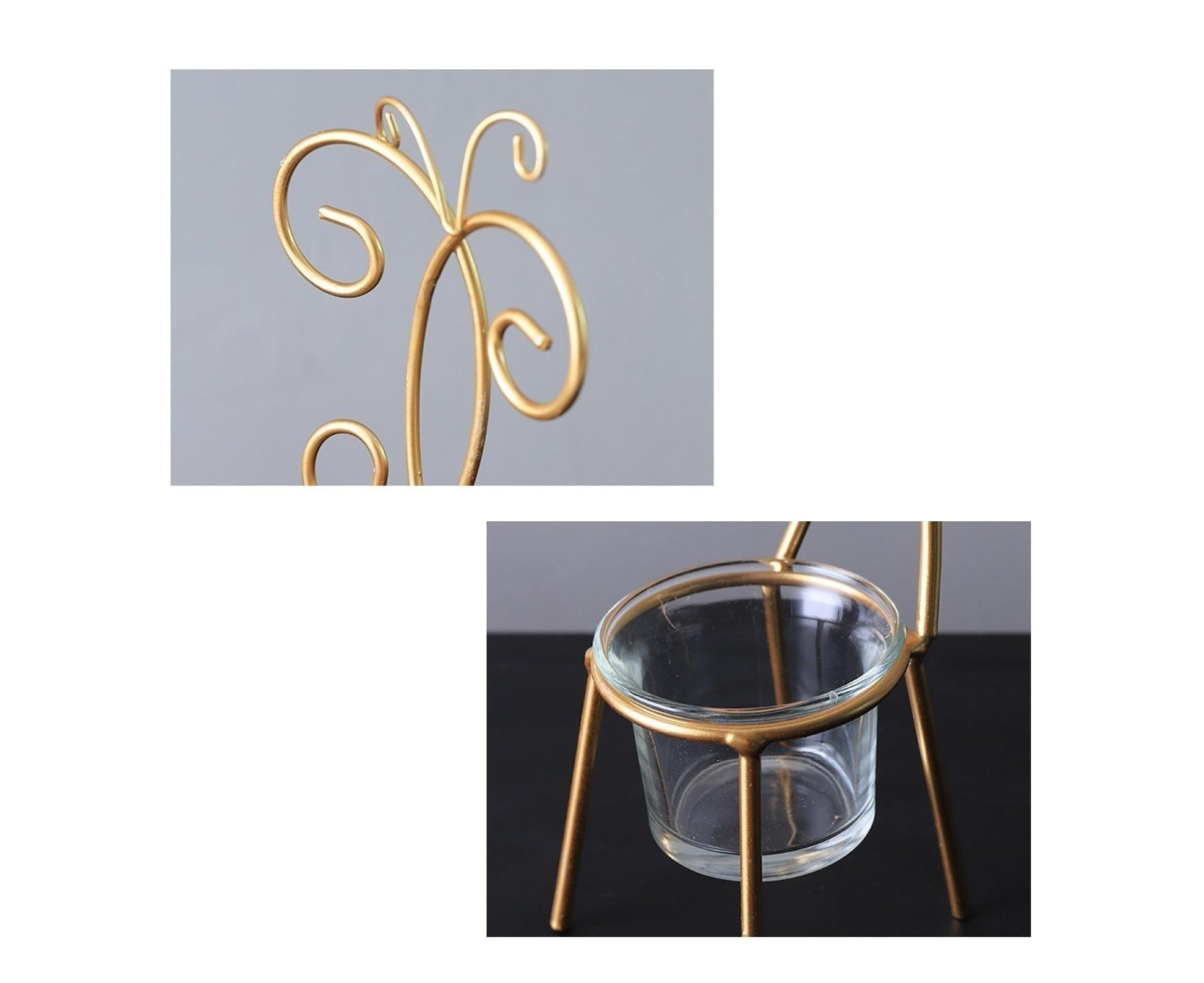 Tabletop Iron Chair Candlestick Potted Ornament Desktop Decoration Candle Holder- B V1263-JX-722