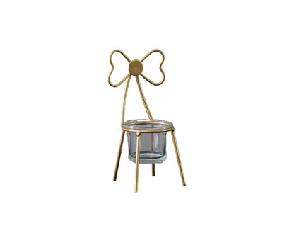 Tabletop Iron Chair Candlestick Potted Ornament Desktop Decoration Candle Holder- B V1263-JX-722