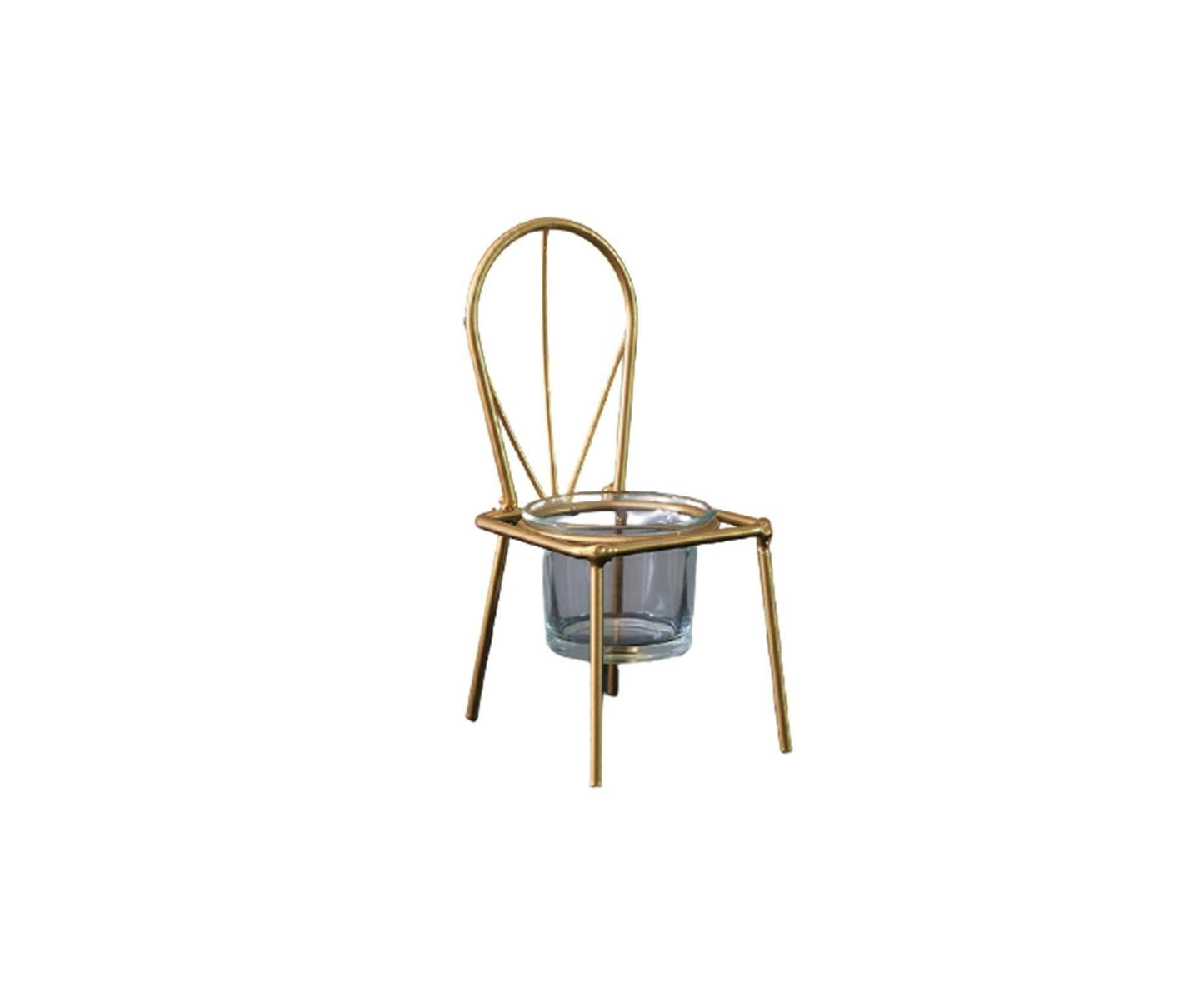 Tabletop Iron Chair Candlestick Potted Ornament Desktop Decoration Candle Holder- B V1263-JX-722