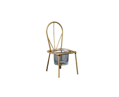 Tabletop Iron Chair Candlestick Potted Ornament Desktop Decoration Candle Holder- B V1263-JX-722