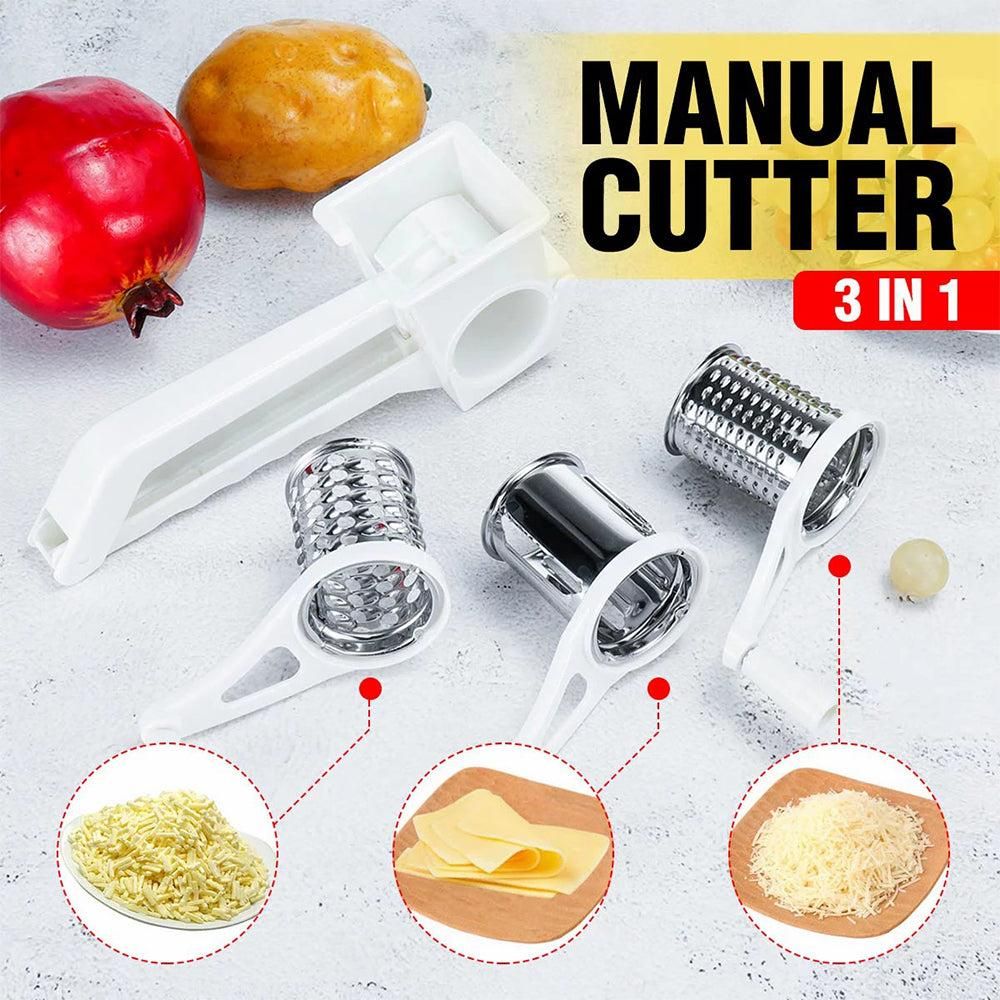 3 in 1 Handheld Manual Rotary Vegetable Chopper Cutter Meat Mincer Cheese Slicer Shredder V1263-JX-7222
