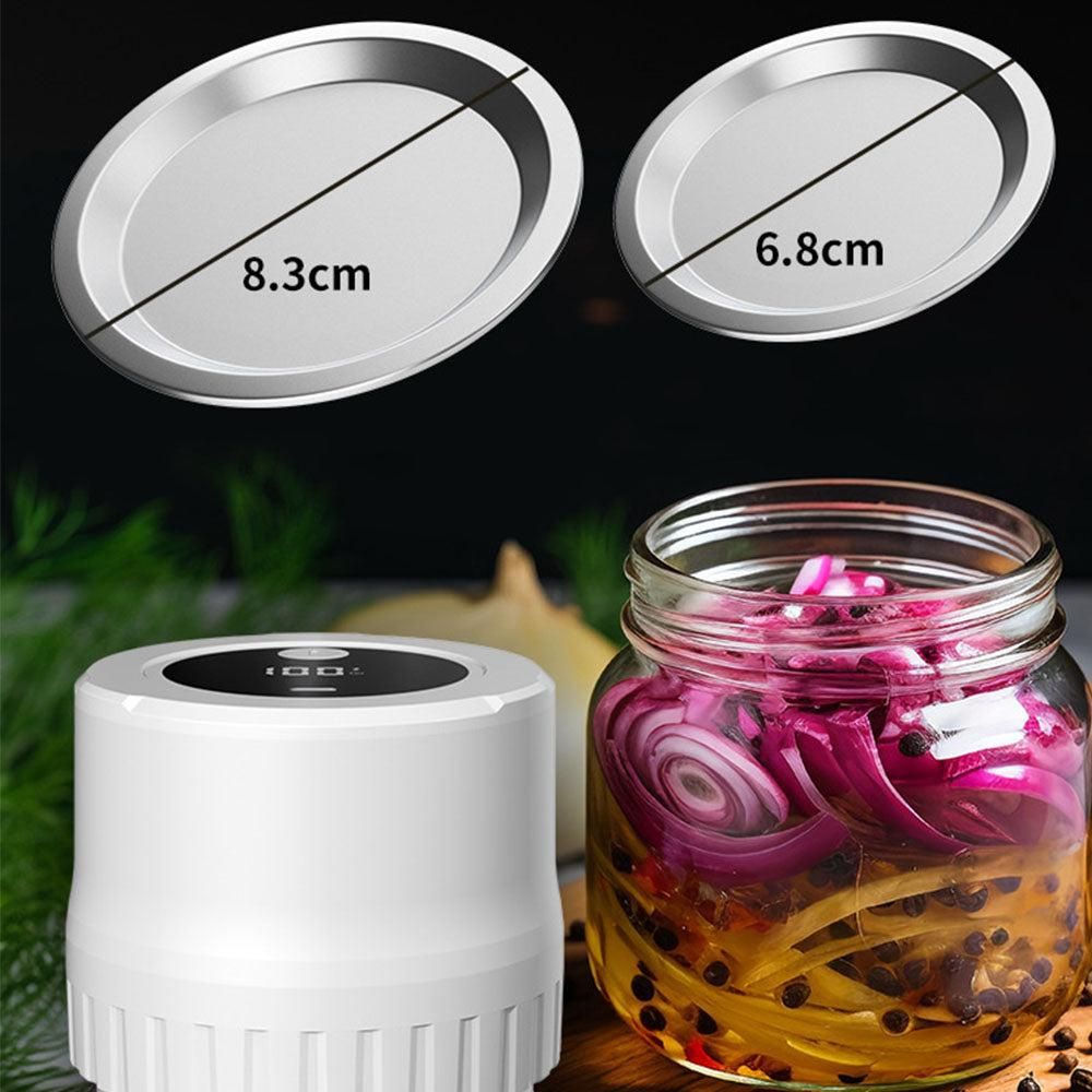 Automatic Vacuum Sealer Kit for Regular Mason Jars Rechargeable Electric Sealer with 10 Sealing Lids White V1263-JX-7223-1