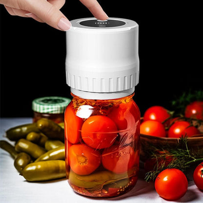 Automatic Vacuum Sealer Kit for Regular Mason Jars Rechargeable Electric Sealer with 10 Sealing Lids White V1263-JX-7223-1