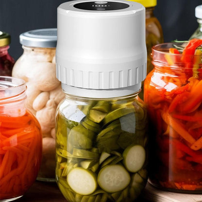 Automatic Vacuum Sealer Kit for Regular Mason Jars Rechargeable Electric Sealer with 10 Sealing Lids White V1263-JX-7223-1