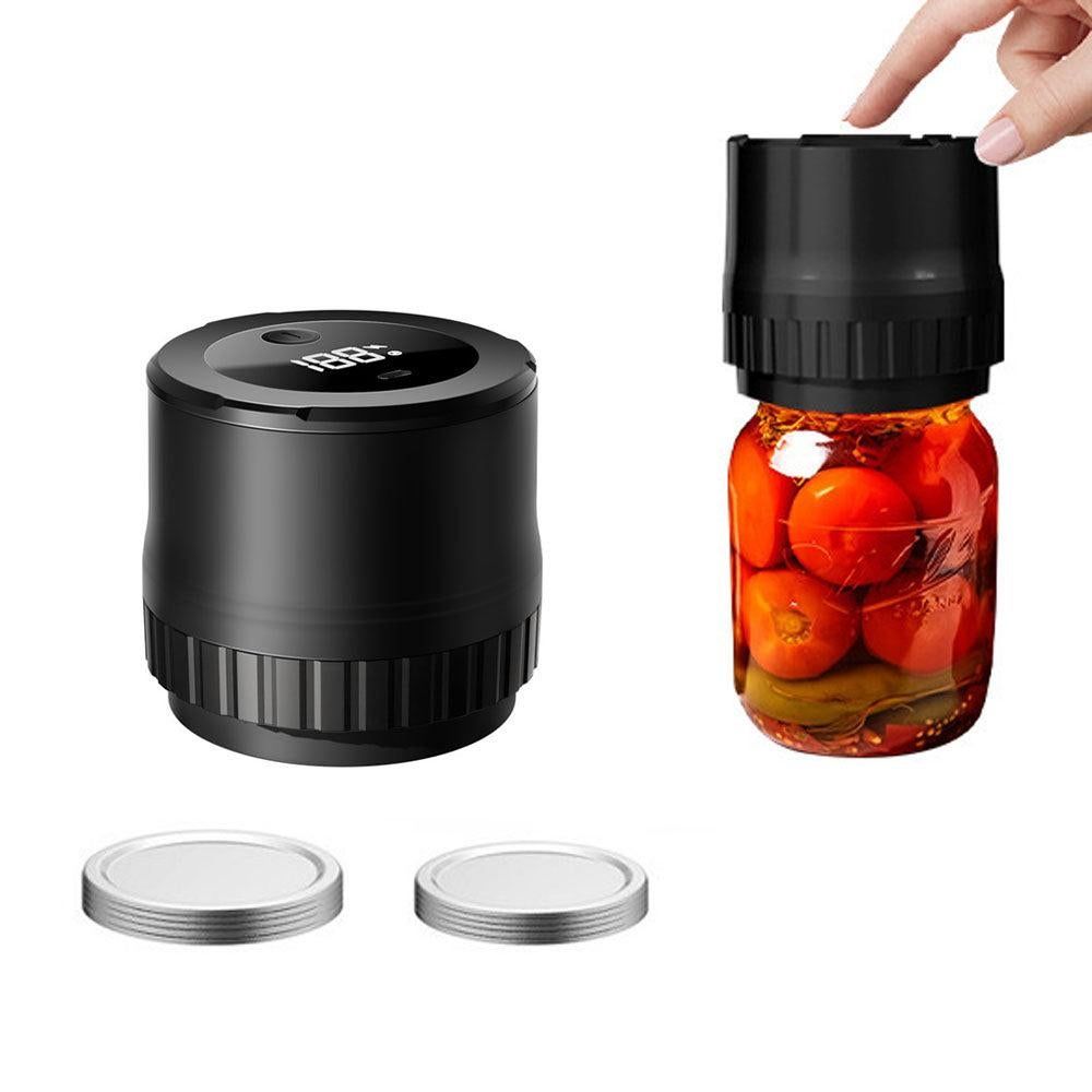 Automatic Vacuum Sealer Kit for Regular Mason Jars Rechargeable Electric Sealer with 10 Sealing Lids White V1263-JX-7223-1