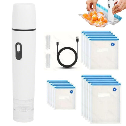 Compact Vacuum Sealer with 15 Reusable Bags V1263-JX-7225