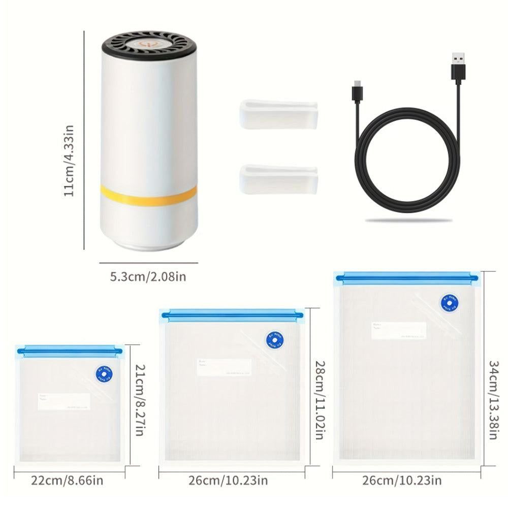 Compact Vacuum Sealer for Food USB Rechargeable Portable Sealer with Bags V1263-JX-7226