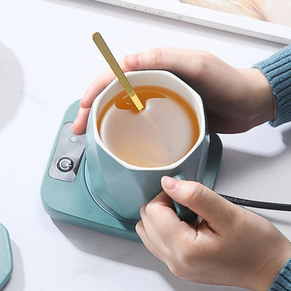 Electric Coffee Mug Warmer Milk Food Hot Plate Cup Warmer for Home Office Green V1263-JX-7229-3