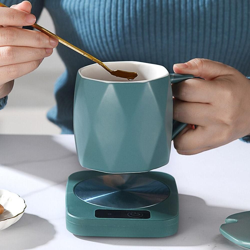 Electric Coffee Mug Warmer Milk Food Hot Plate Cup Warmer for Home Office Green V1263-JX-7229-3