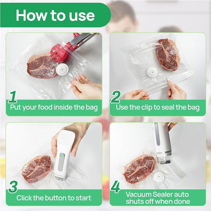 Portable Handheld Compact Vacuum Sealer Machine with 30 Reusable Bags V1263-JX-7236