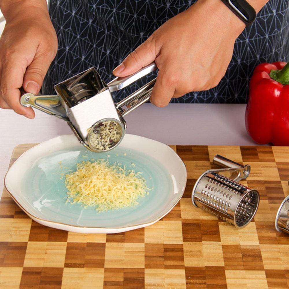 Stainless Steel Rotary Cheese Grater Cheese Cutter with 4 Rotary Drums Kitchen Tools V1263-JX-7239
