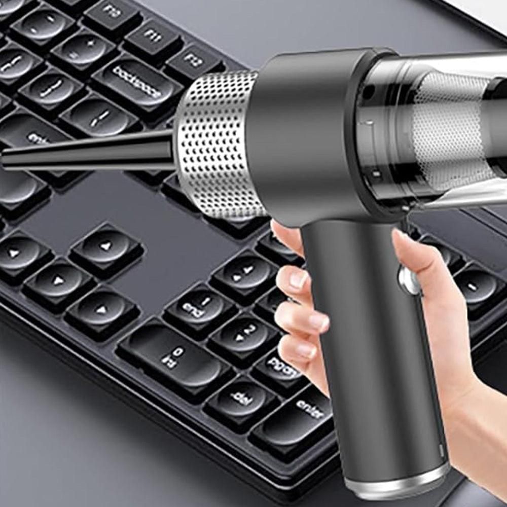 4-in-1 Handheld Car Vacuum Cleaner Portable Cordless Air Duster with LED Light for Car Home Office Black V1263-JX-7246-1