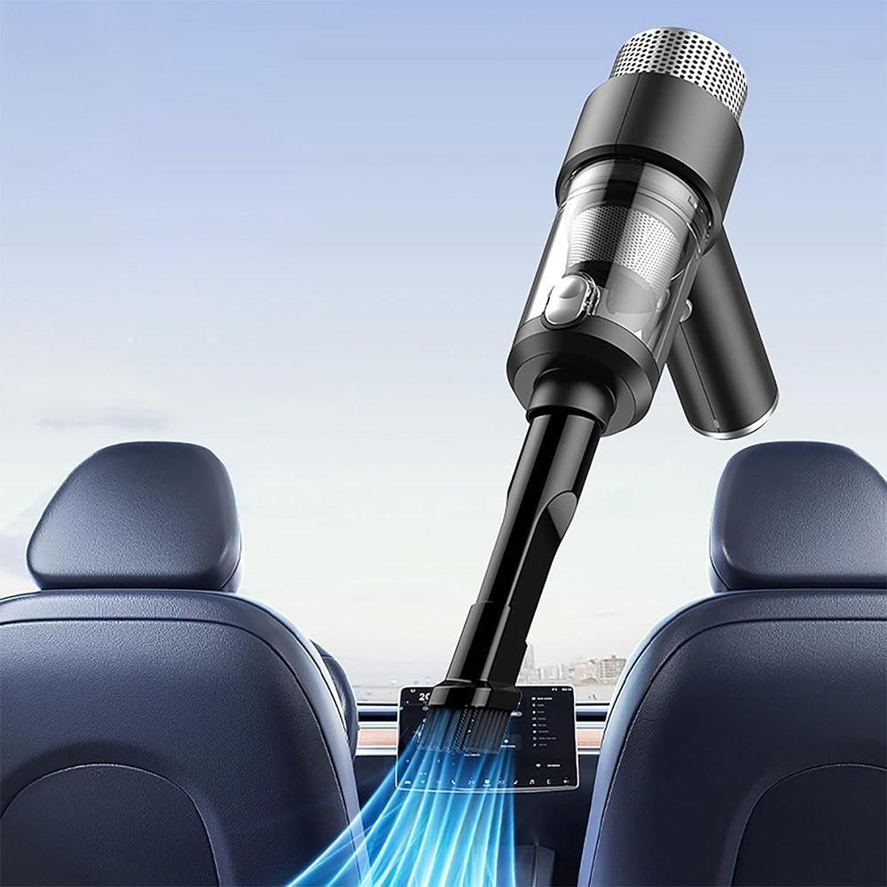4-in-1 Handheld Car Vacuum Cleaner Portable Cordless Air Duster with LED Light for Car Home Office Black V1263-JX-7246-1