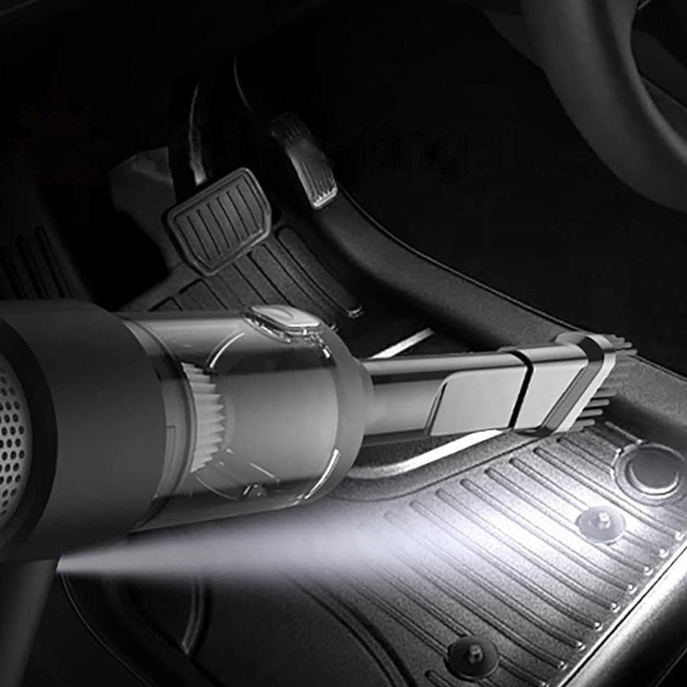 4-in-1 Handheld Car Vacuum Cleaner Portable Cordless Air Duster with LED Light for Car Home Office Black V1263-JX-7246-1