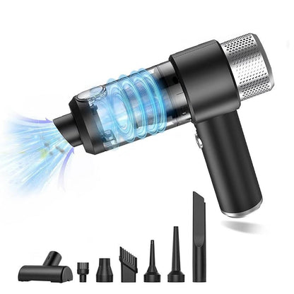 4-in-1 Handheld Car Vacuum Cleaner Portable Cordless Air Duster with LED Light for Car Home Office Black V1263-JX-7246-1